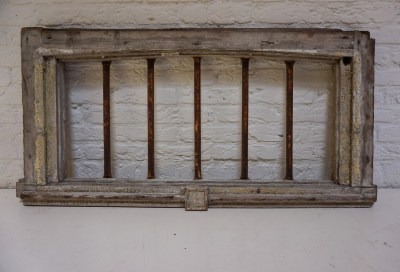 Antiek, houten, raam, kozijn, metalen, ijzeren, tralies, window, frame, metal, bars